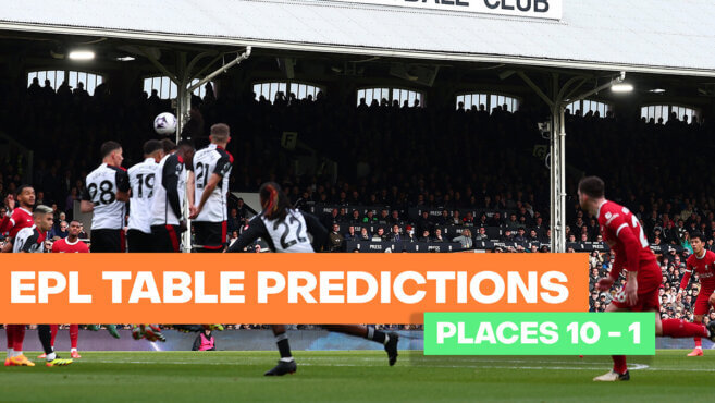 2025/26 Premier League Table Predictions 10-1